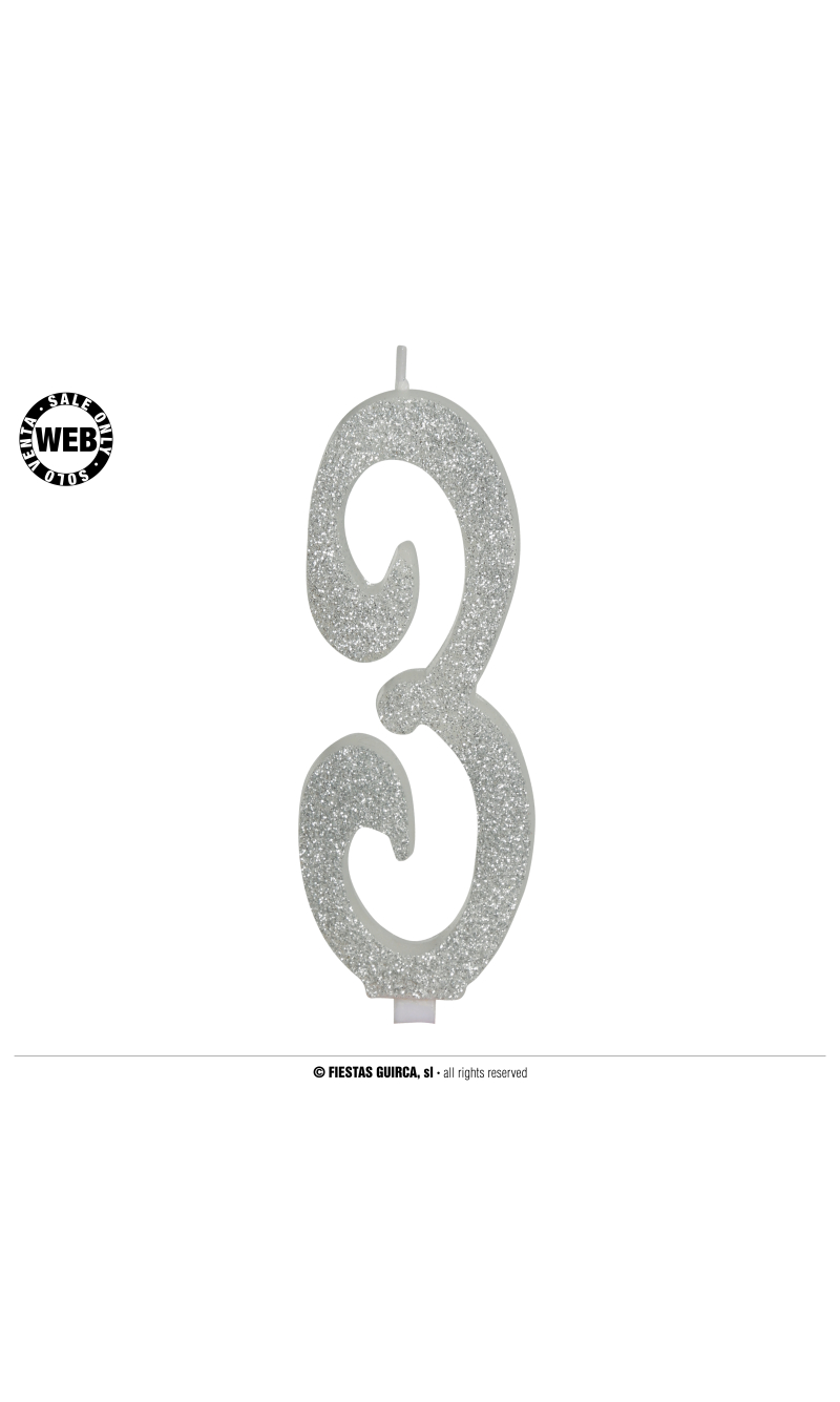 Silver Frosted Candle 12.5cm - No. 3