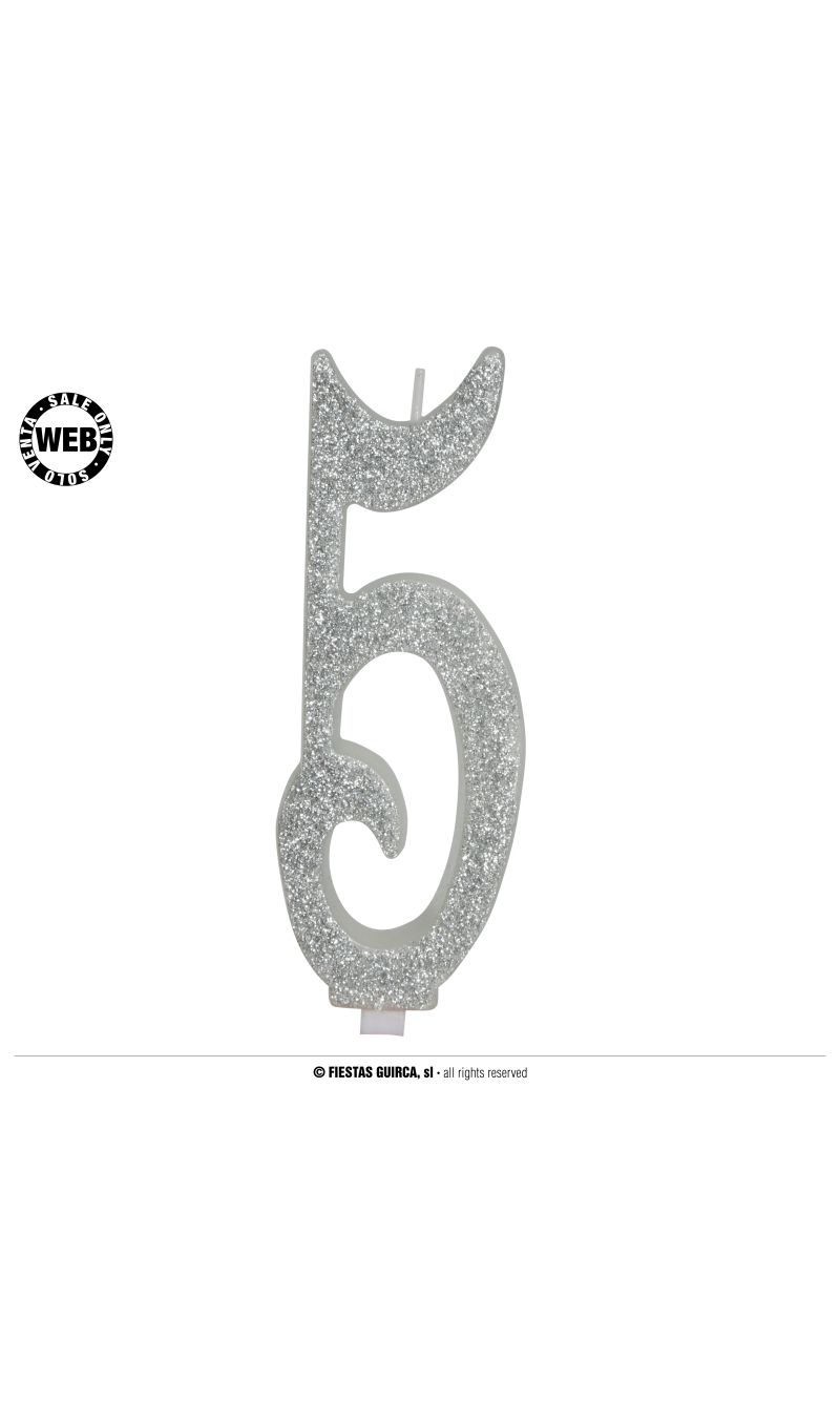 Silver Frosted Candle 12.5cm - No. 5