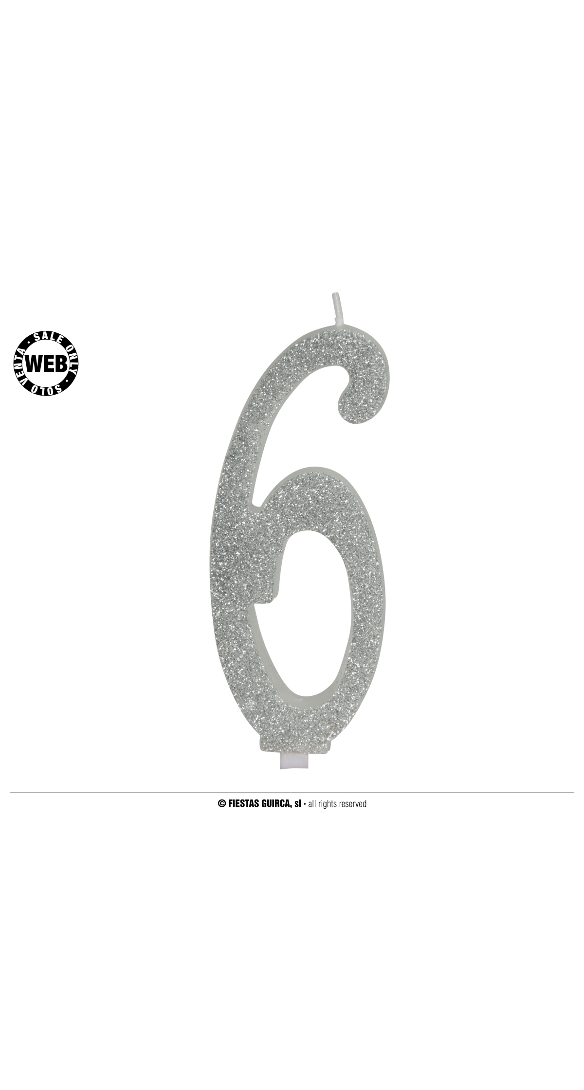 Silver Frosted Candle 12.5cm - No. 6