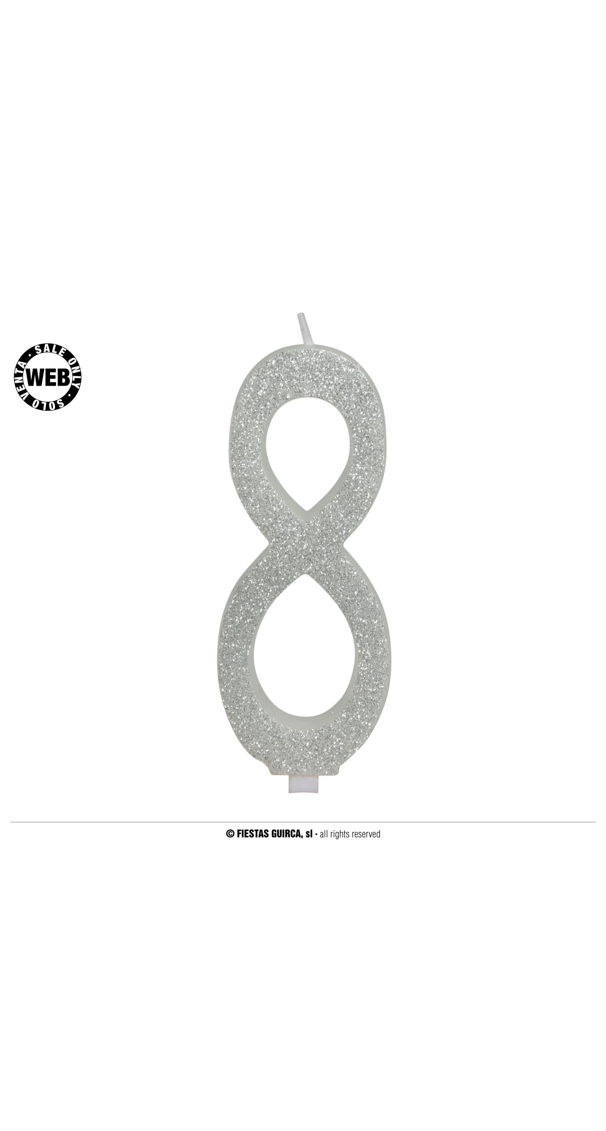 Silver Frosted Candle 12.5cm - No. 8