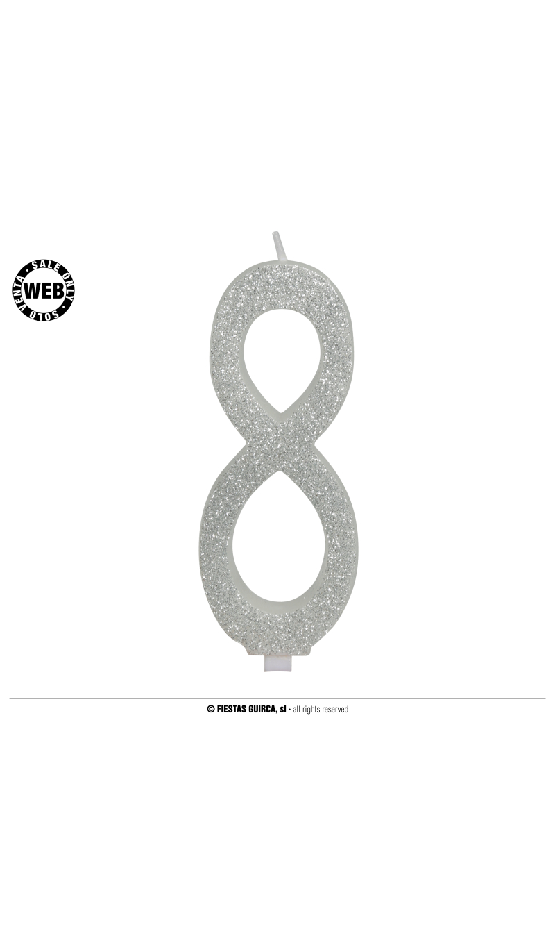 Silver Frosted Candle 12.5cm - No. 8