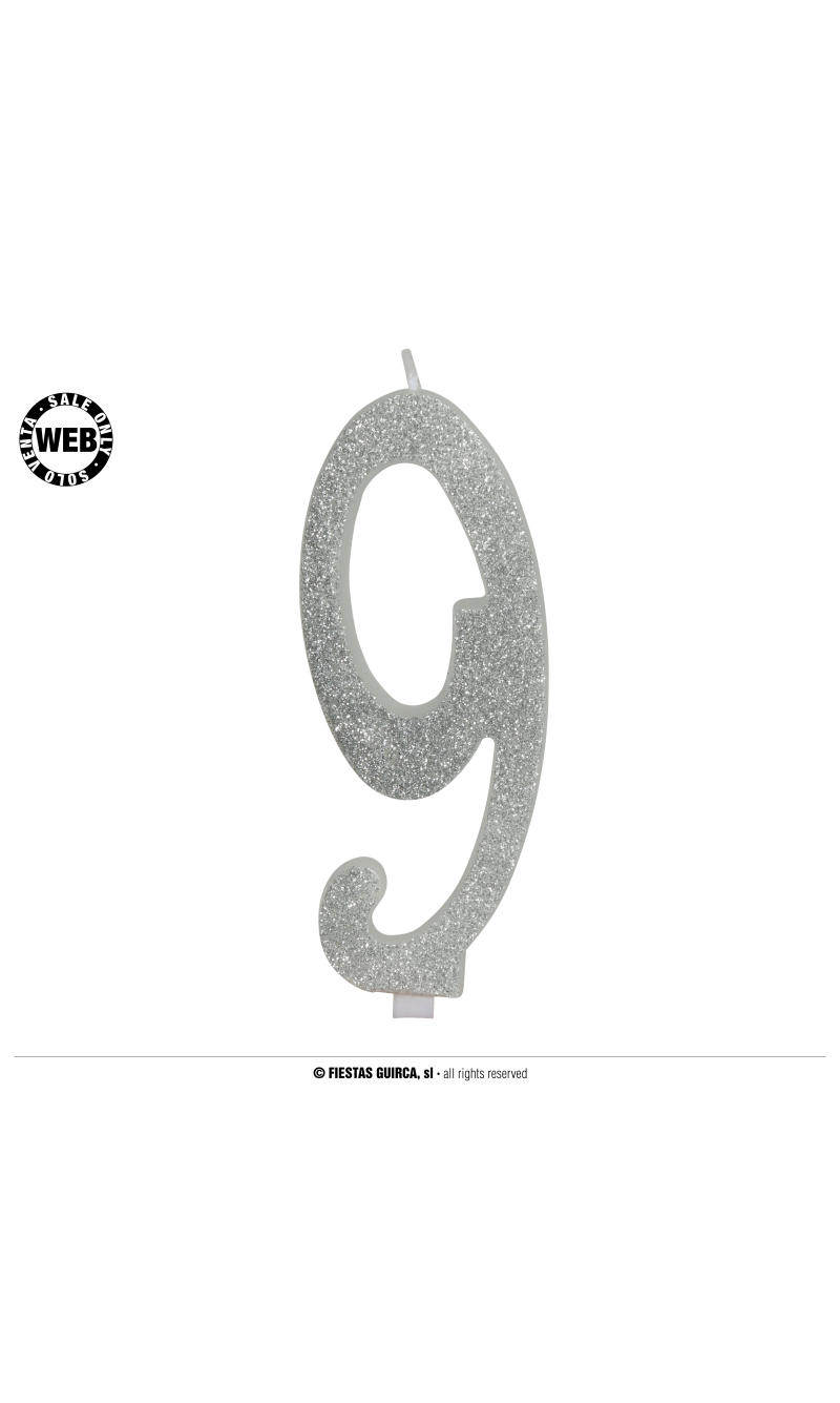 Silver Frosted Candle 12.5cm - No. 9