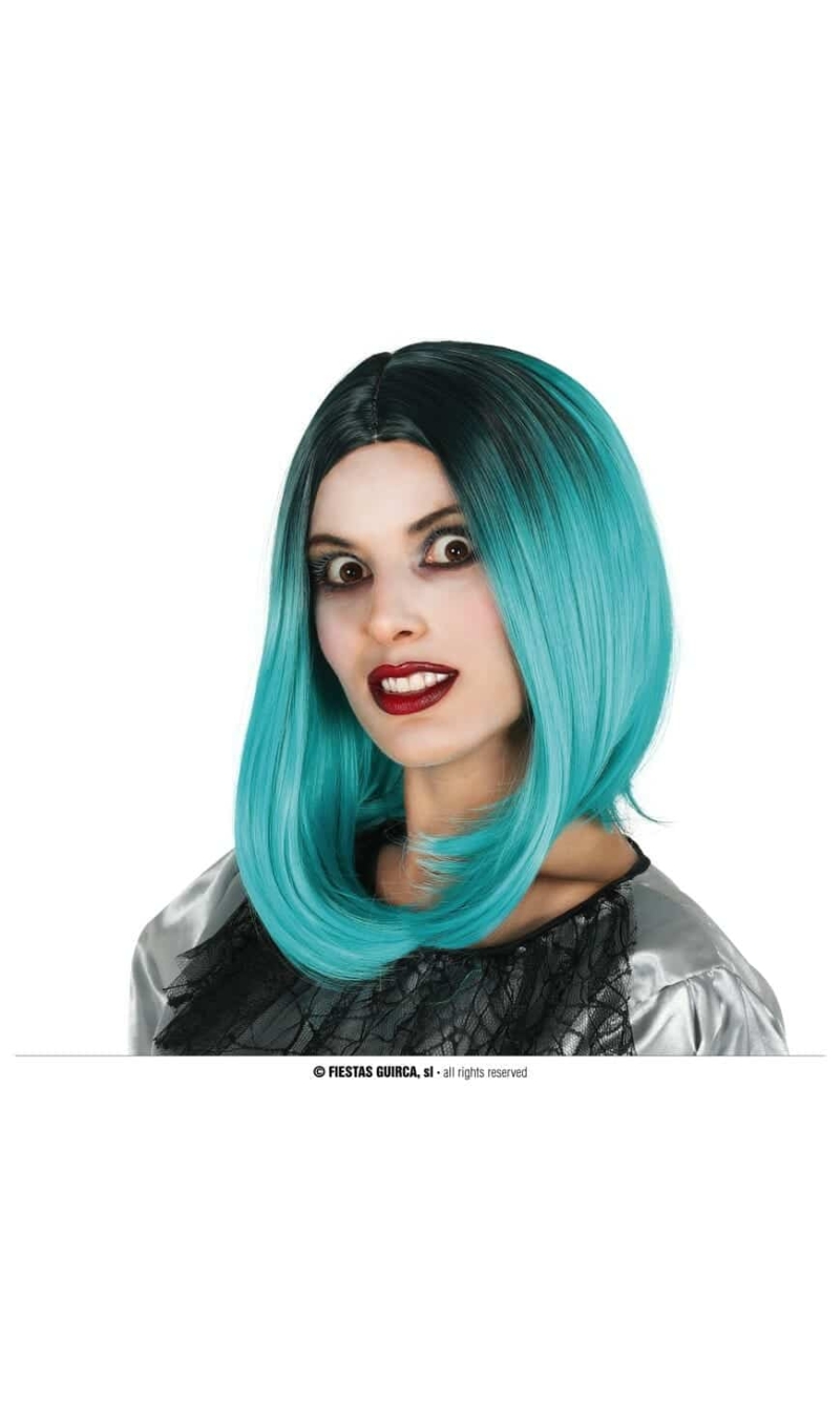 Black & Green Long Bob Wig - Adult One Size