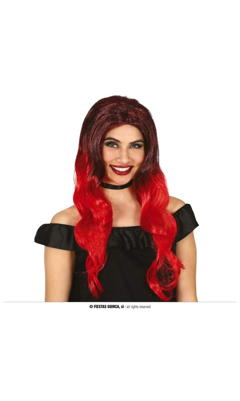 Red & Black Wavy Wig - Adult One Size