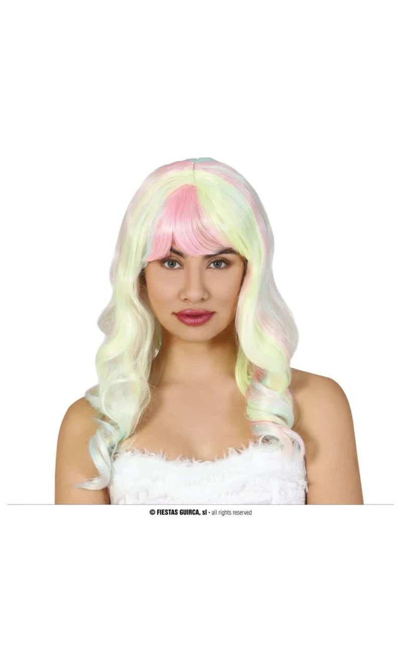 Pastel Multicolor Wavy Wig - Adult One Size