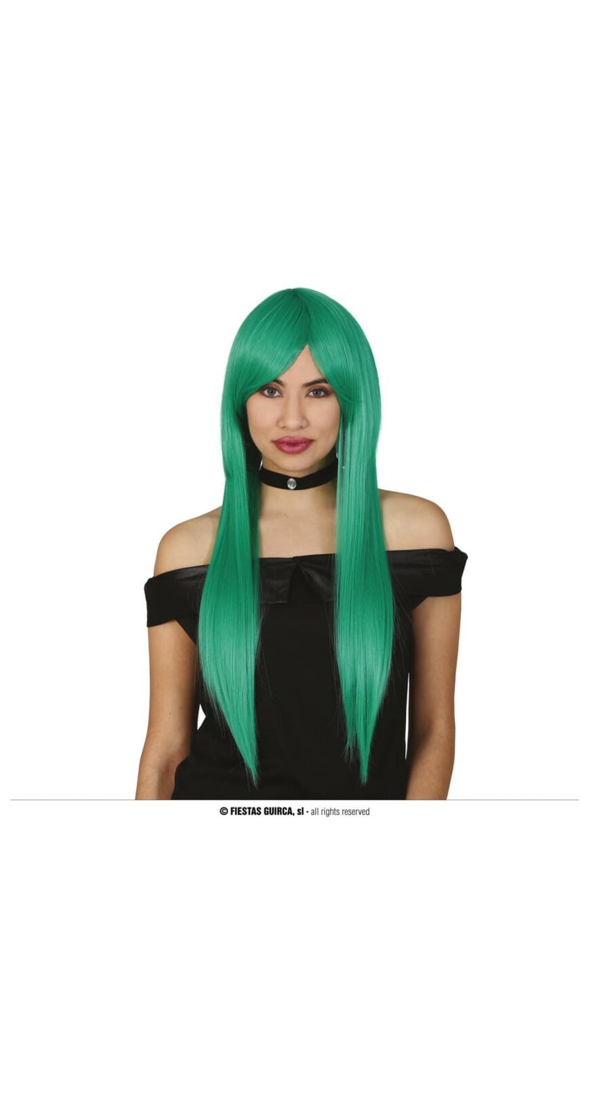 Green Long Straight Wig - Adult One Size