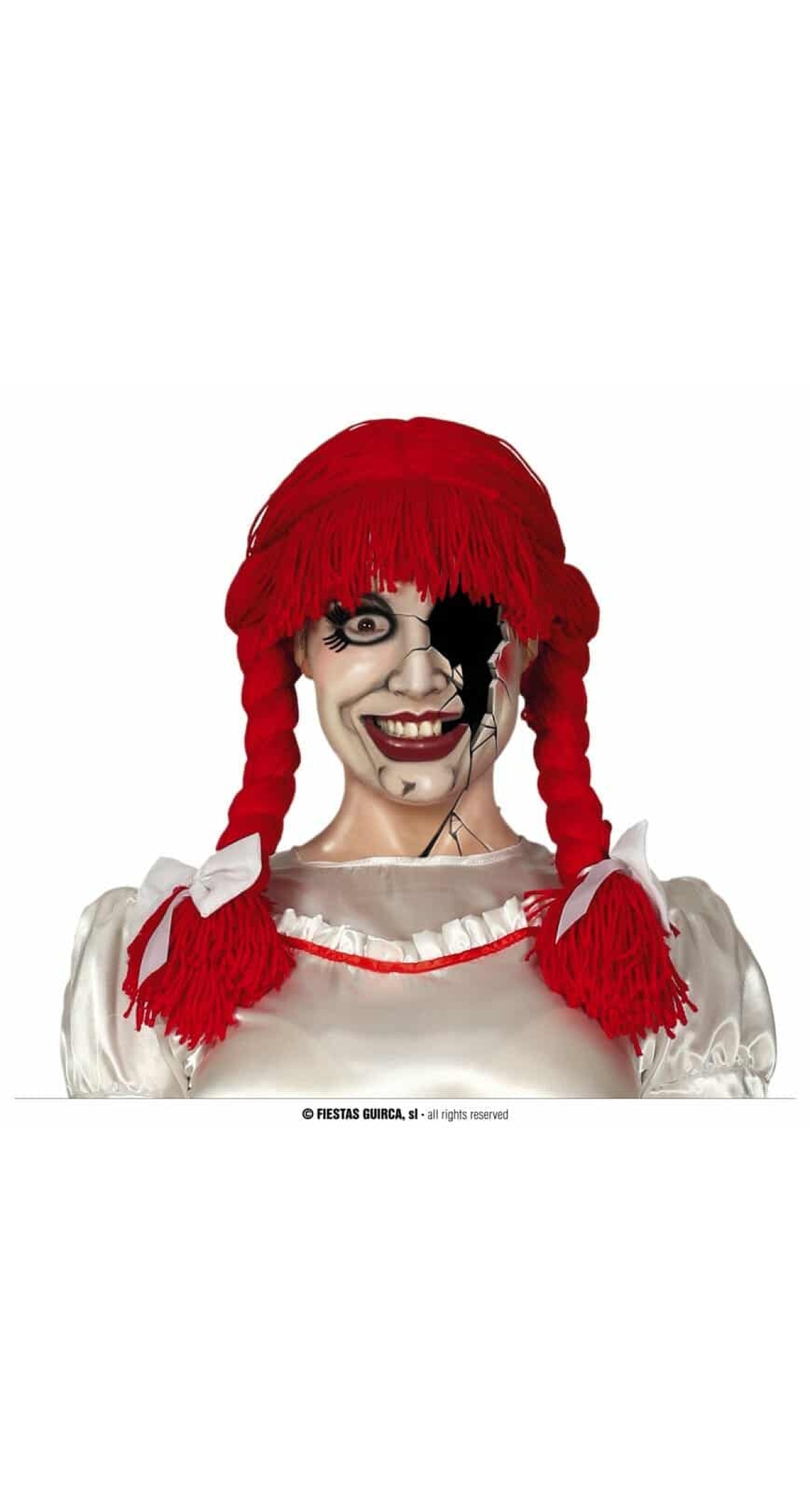 Red Broken Doll Wig - Adult One Size