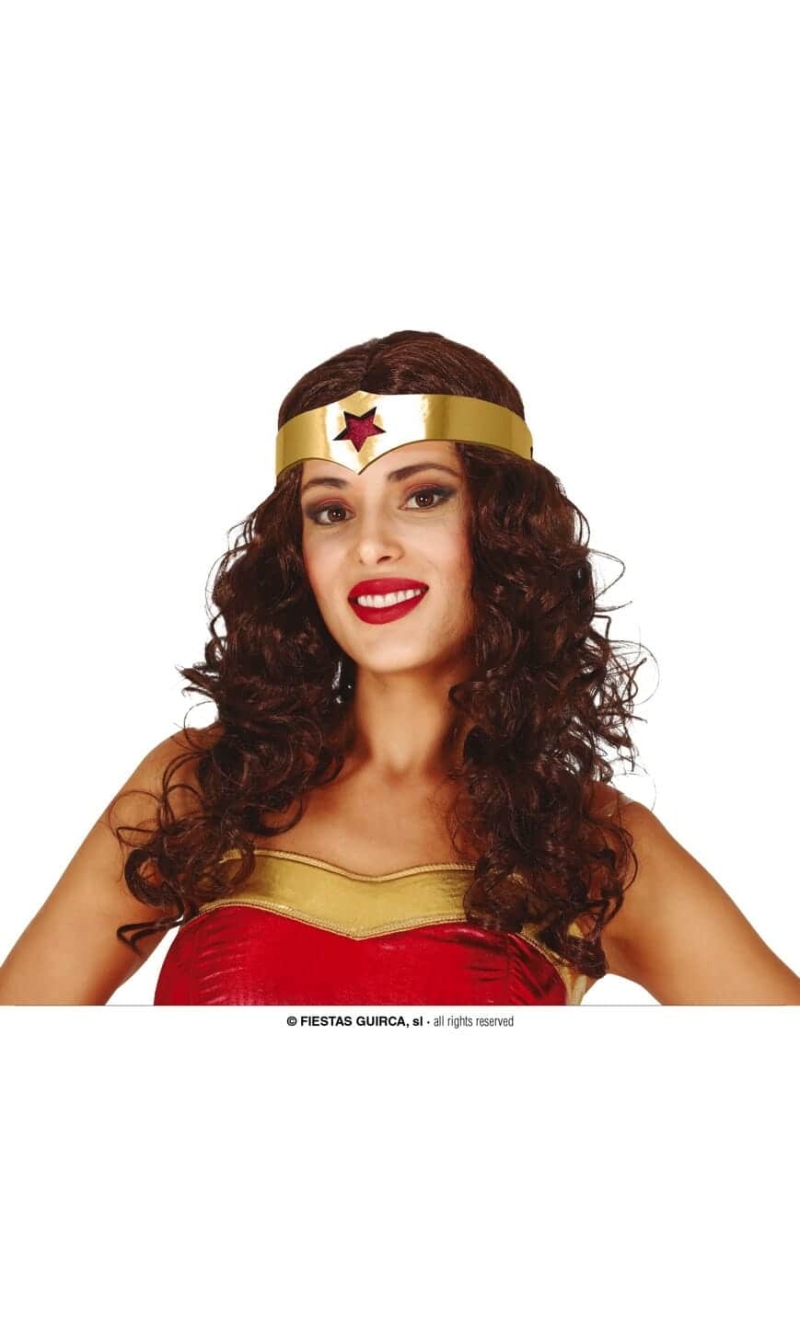 Brown Wonder Woman Wig with Hairband - Adult One Size