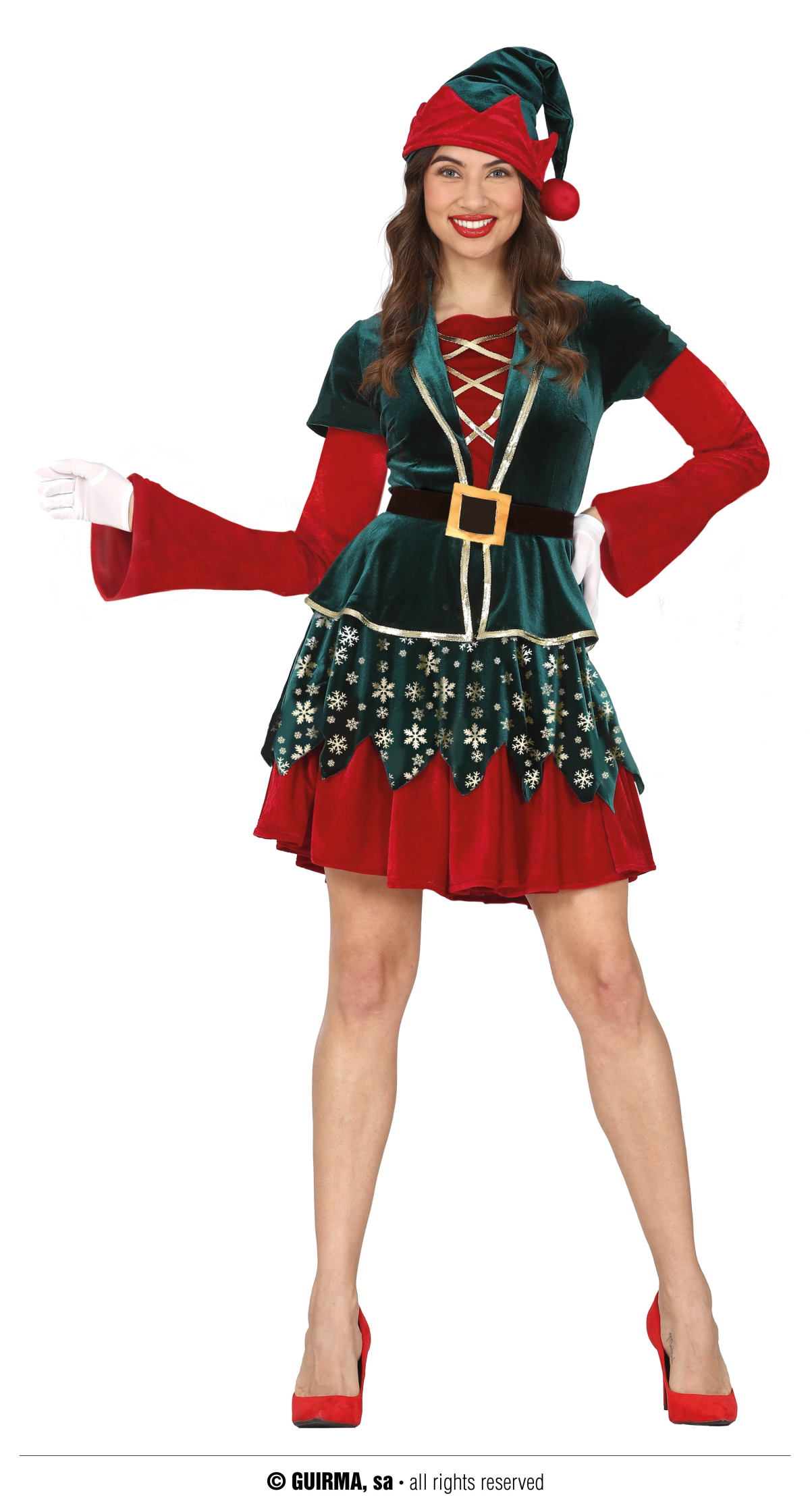 Classic Red / Green Female Elf - Adult Size Large