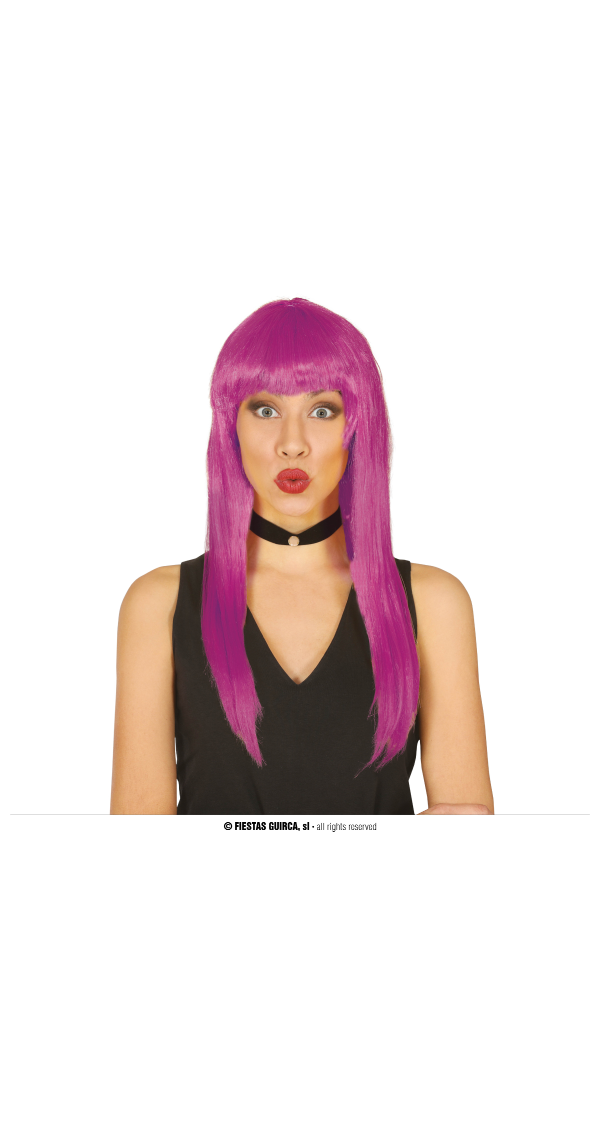 Bright Pink Long Wig - Adult One Size