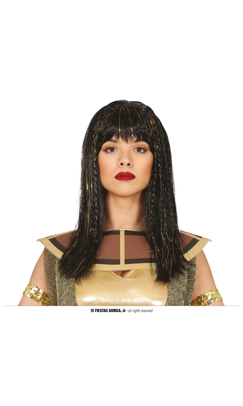 Black With Gold Egyptian Wig - Adult One Size