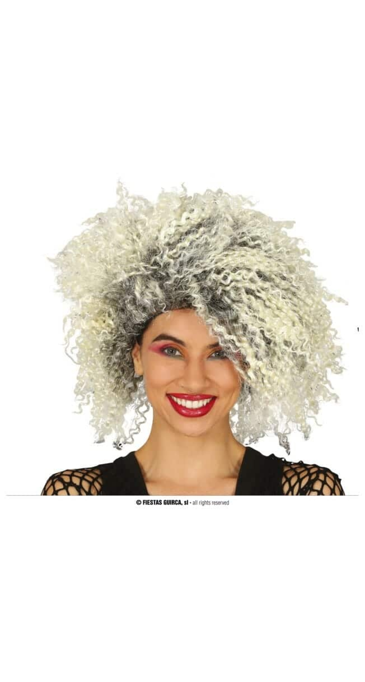 White & Grey Curly Wick Wig - Adult One Size