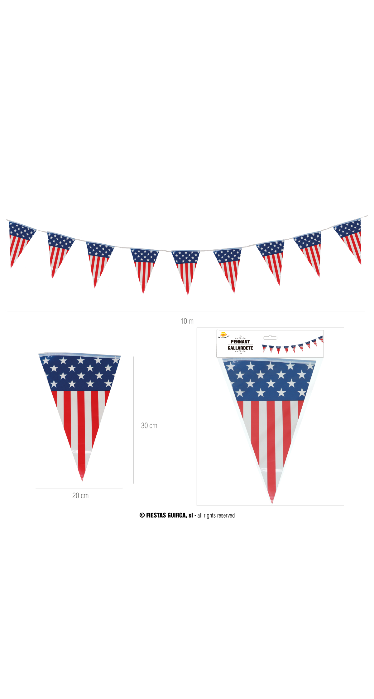 America Pennant Flag Banner - 10Mts