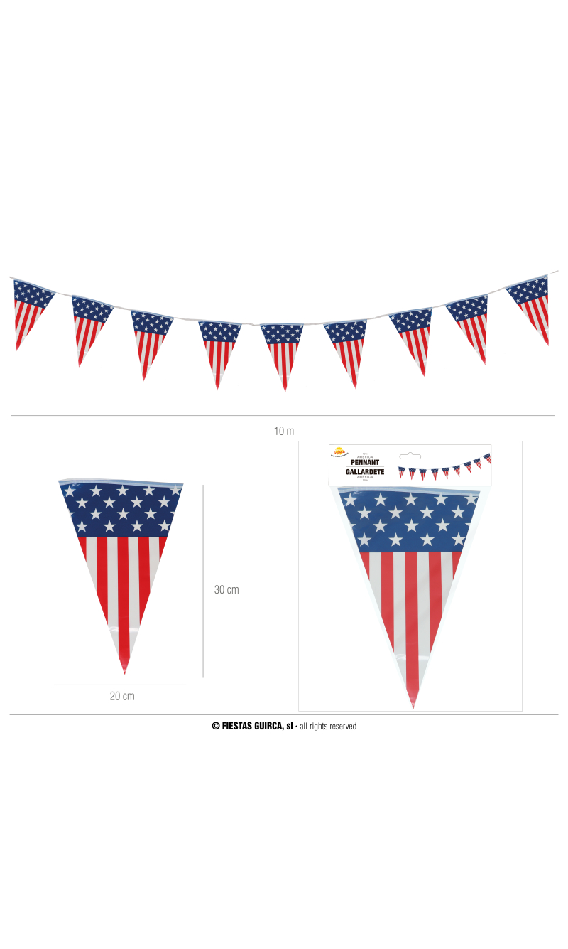 America Pennant Flag Banner - 10Mts