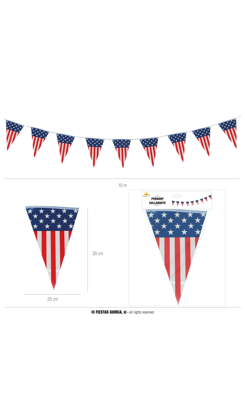 America Pennant Flag Banner - 10Mts