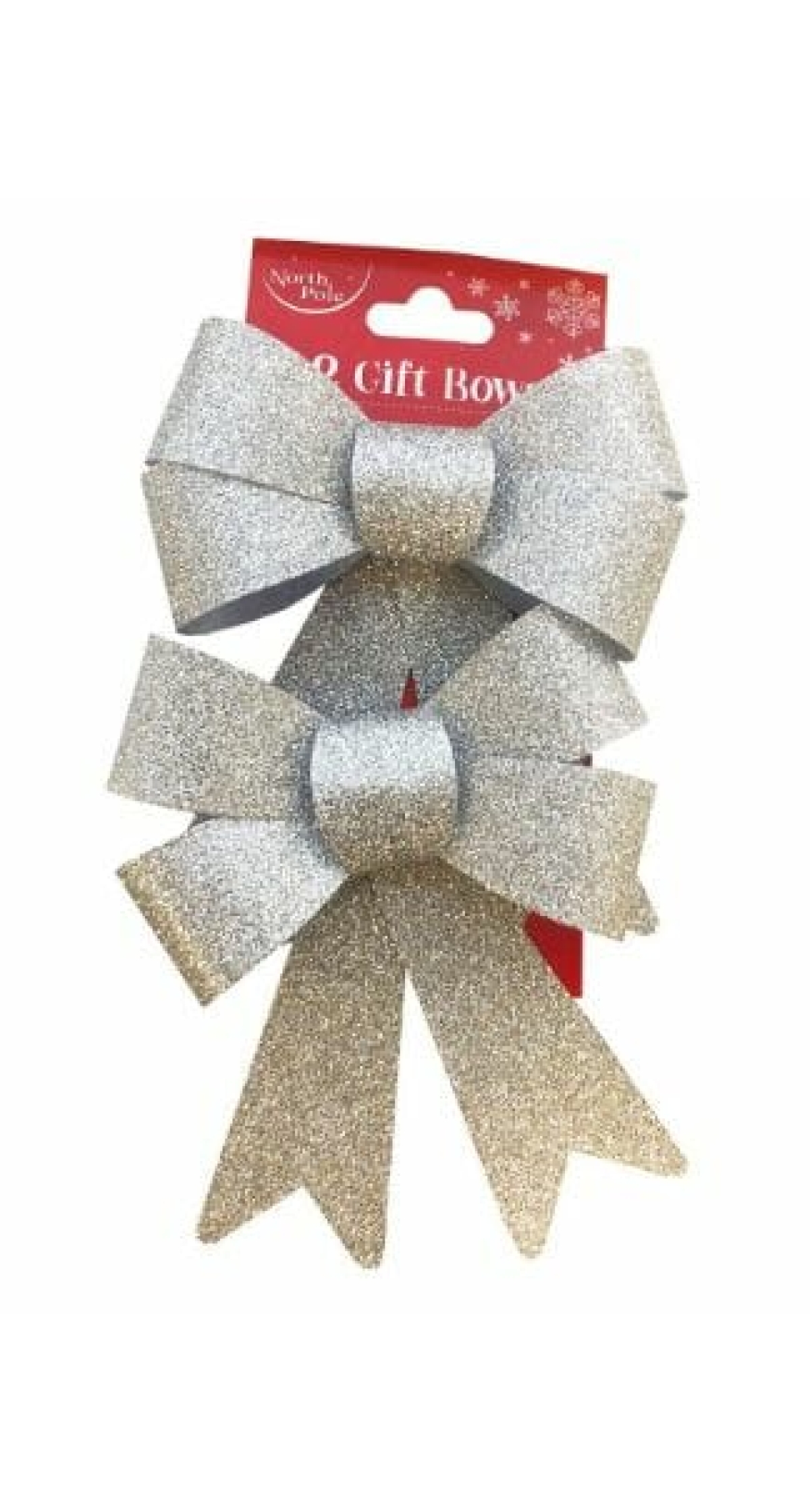 Glitter Bow Silver - 2pk
