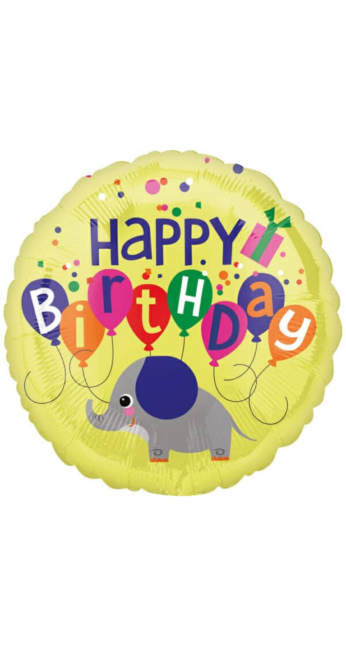 Elephant Birthday Foil Balloon - 18"/46cm