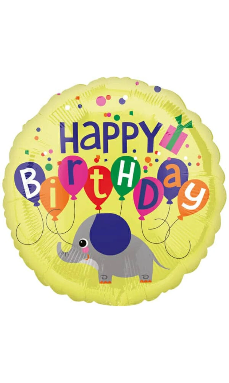 Elephant Birthday Foil Balloon - 18"/46cm