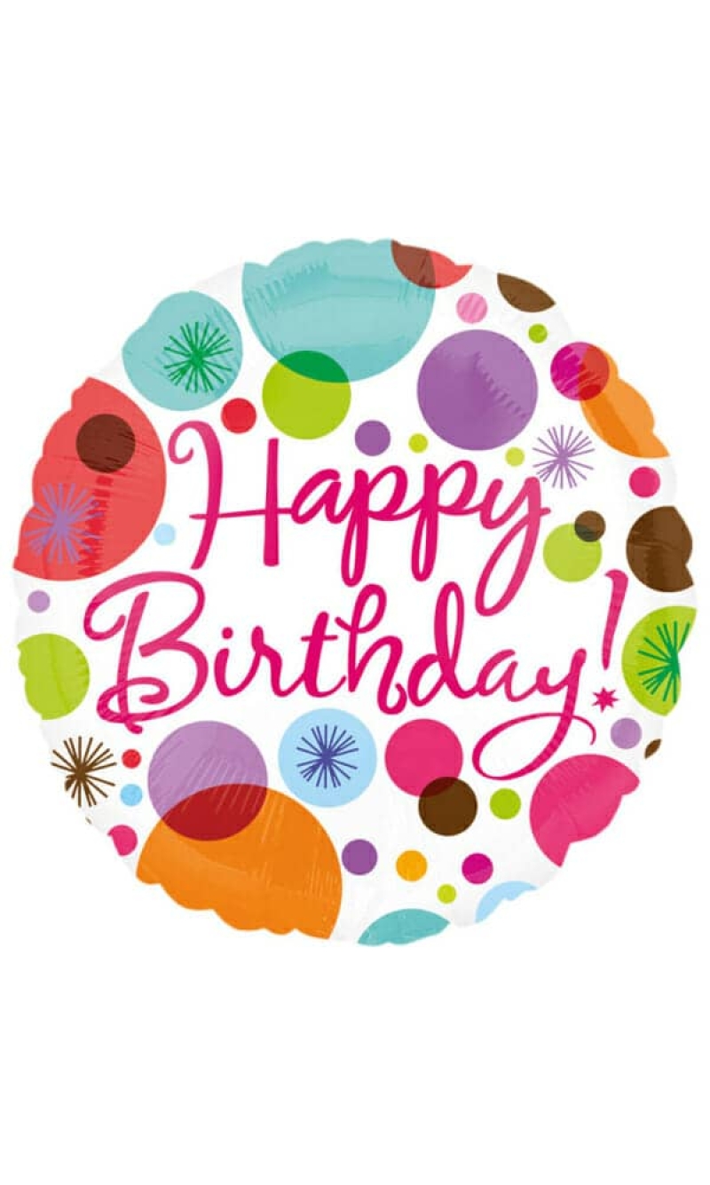 Happy Birthday Polka Dots Foil Balloon - 17"/43cm