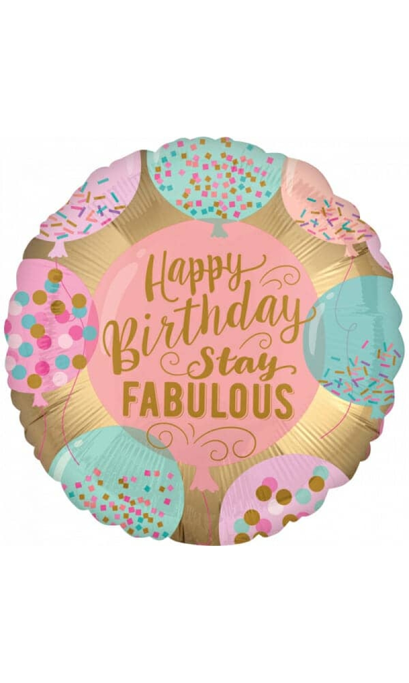 Happy Birthday Stay Fabulous Foil Balloon - 18"/46cm