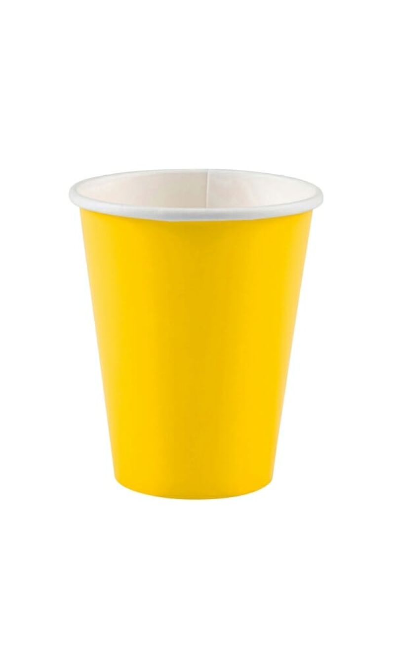 Sunshine Yellow Paper Cups 250ml - 8pk