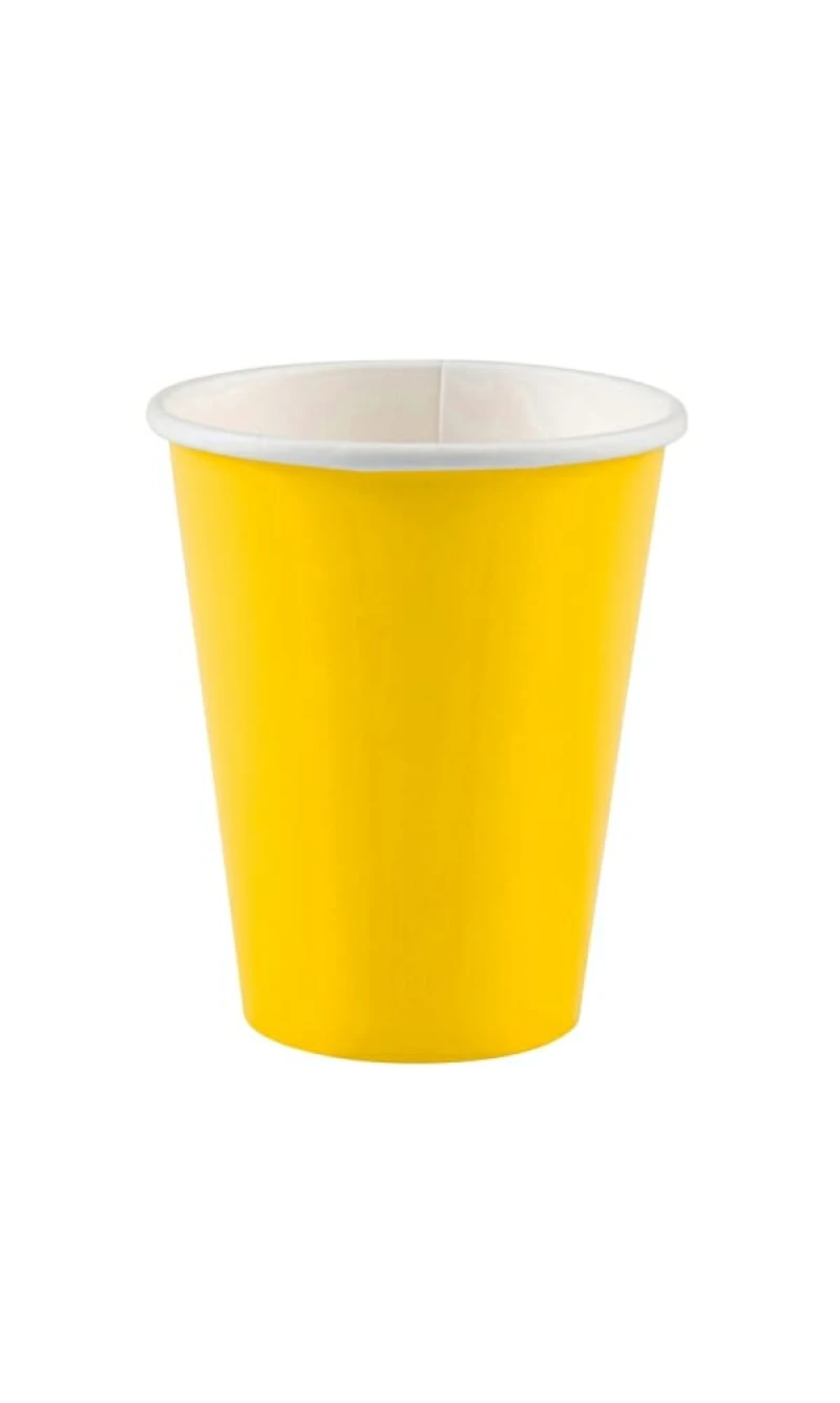 Sunshine Yellow Paper Cups 250ml - 8pk