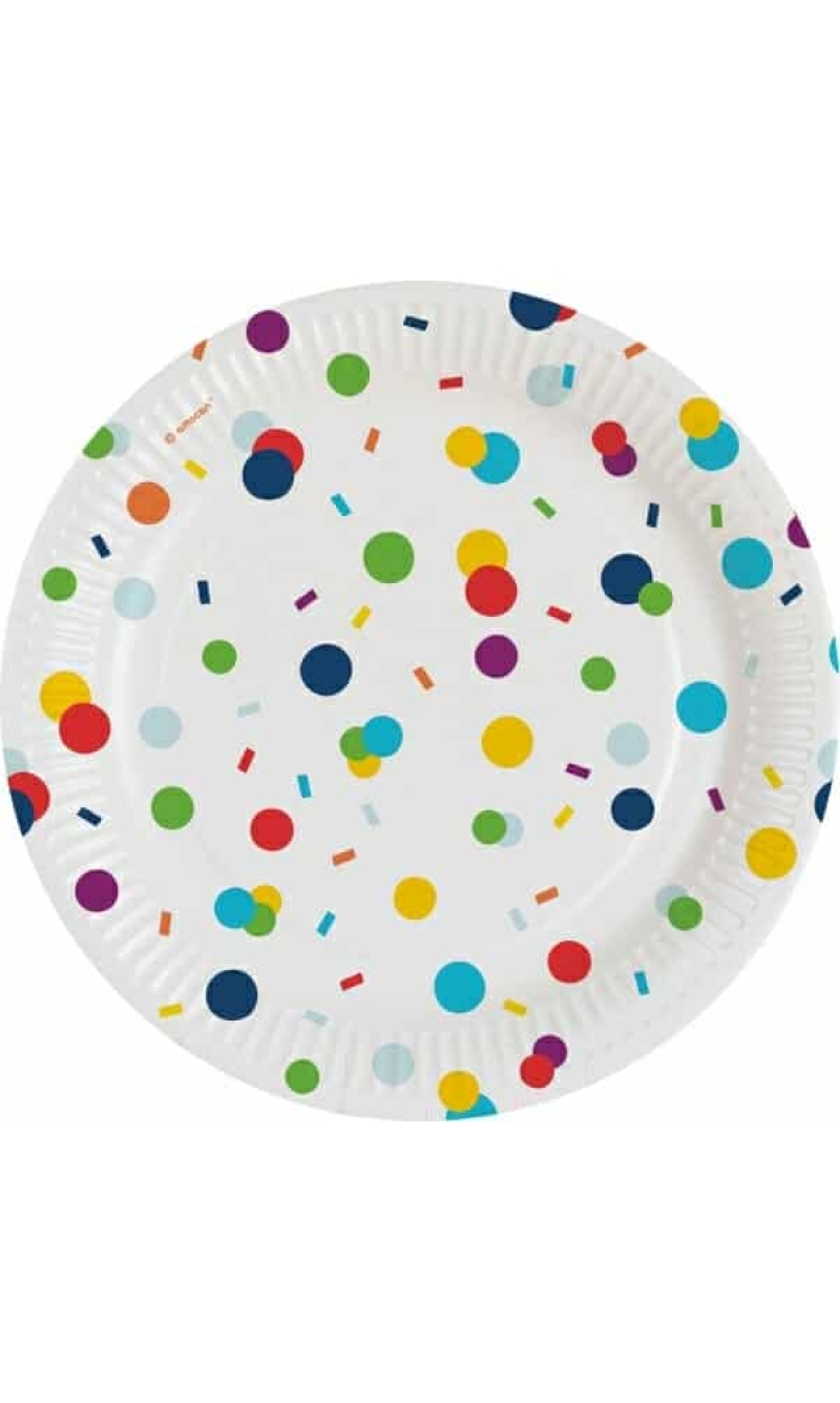 Confetti Birthday Round Paper Plates 18cm - 8pk