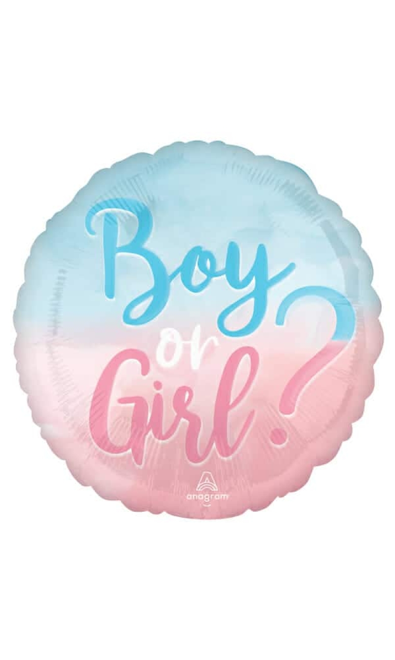Gender Reveal Boy or Girl Foil Balloon - 17"/43cm