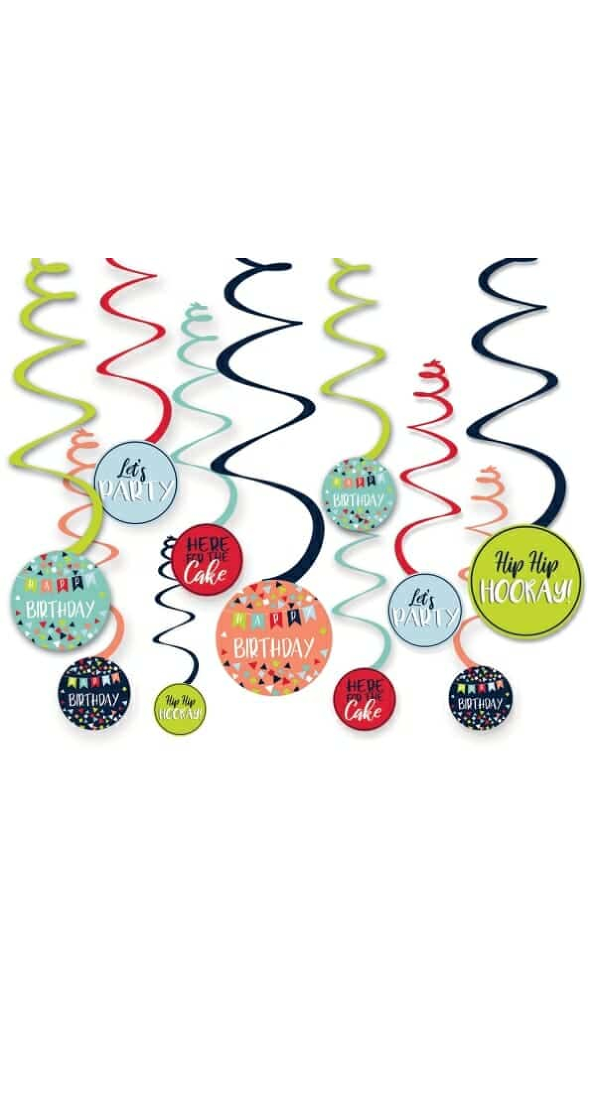 Swirl Decorations A Reason To Celebrate 61cm - 12pk