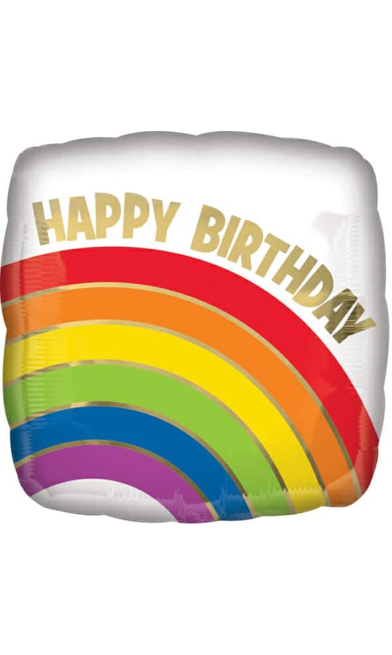 Happy Birthday Gold Rainbow Foil Balloon - 18"/46cm