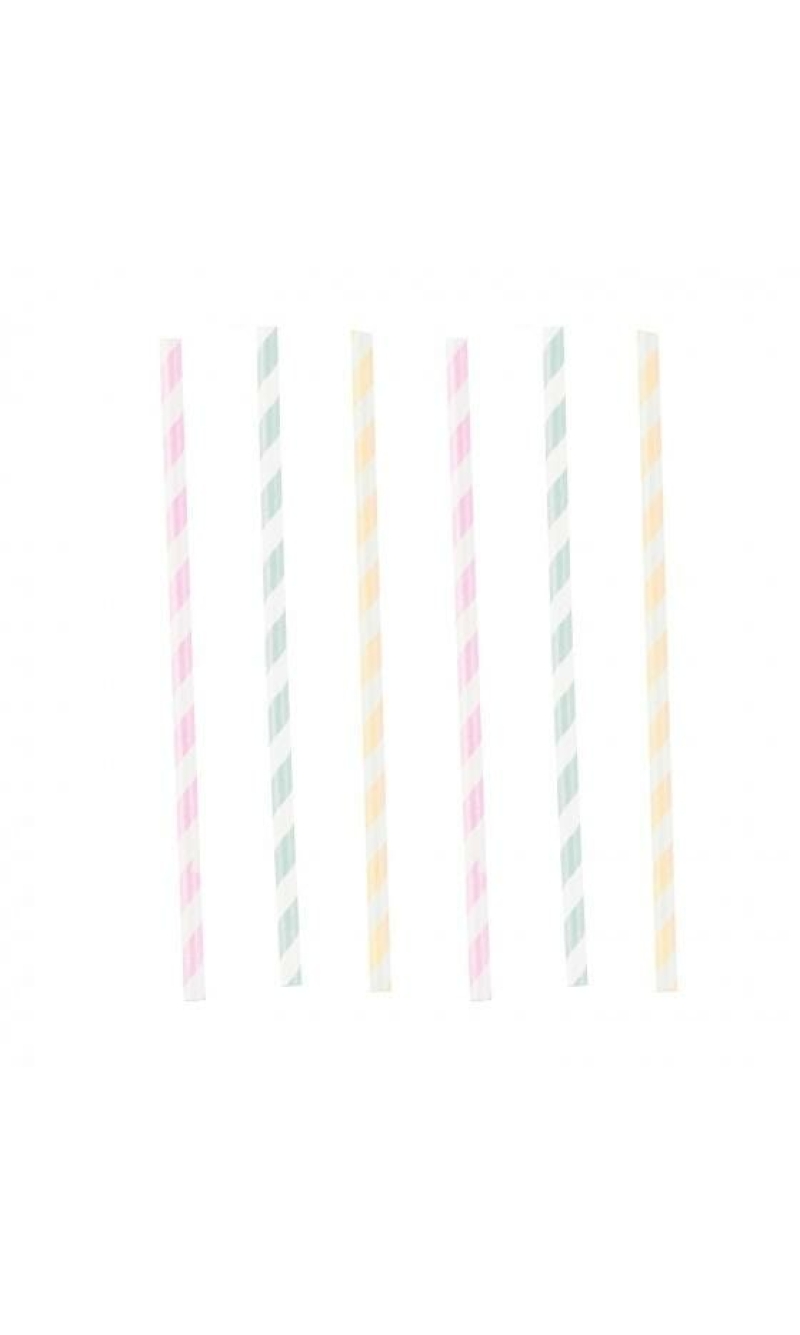 Drinking Straws Happy Birthday Pastel Paper 19.7 cm - 12pk