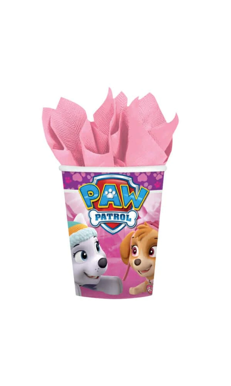 Pink Paw Patrol Paper Cups 250ml - 8pk