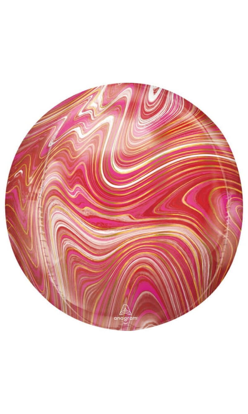 Orbz Marblez Red & Pink Foil Balloon - 38cm x 40cm