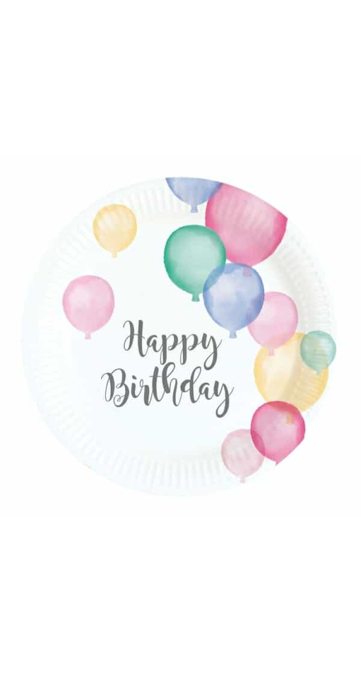Happy Birthday Pastel Round Paper Plates 18cm - 8pk