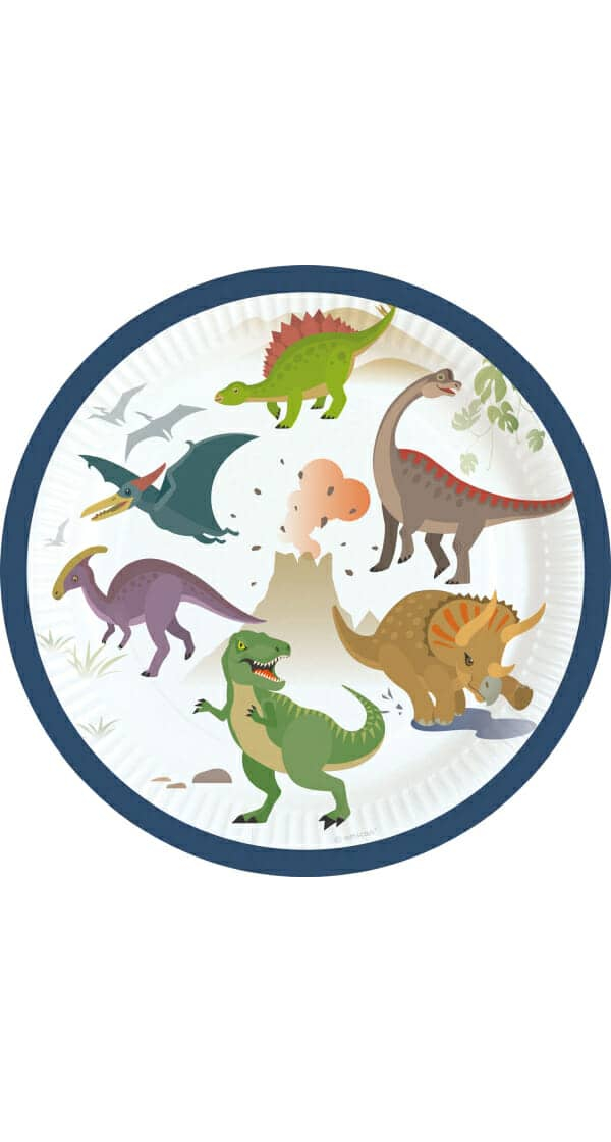 Happy Dinosaur Round Paper Plates 18cm - 8pk