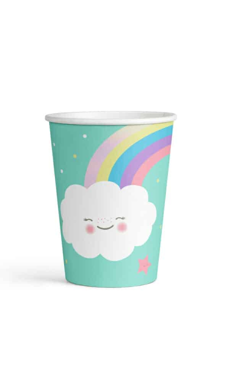 Rainbow & Cloud Paper Cups 250ml - 8pk