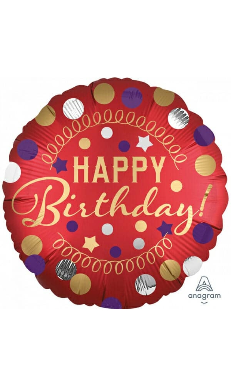 Satin XL Red Satin Party Foil Balloon - 18"/46cm