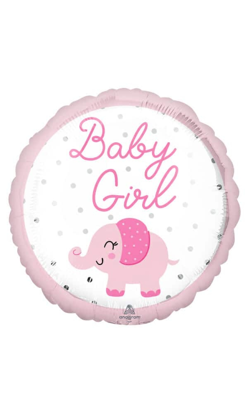 Baby Girl Elephant Foil Balloon - 17"/43cm