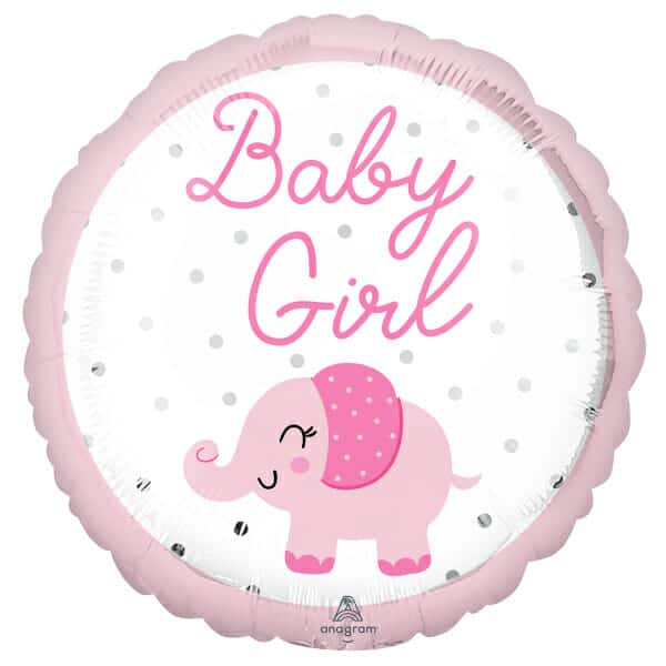 Baby Girl Elephant Foil Balloon - 17"/43cm
