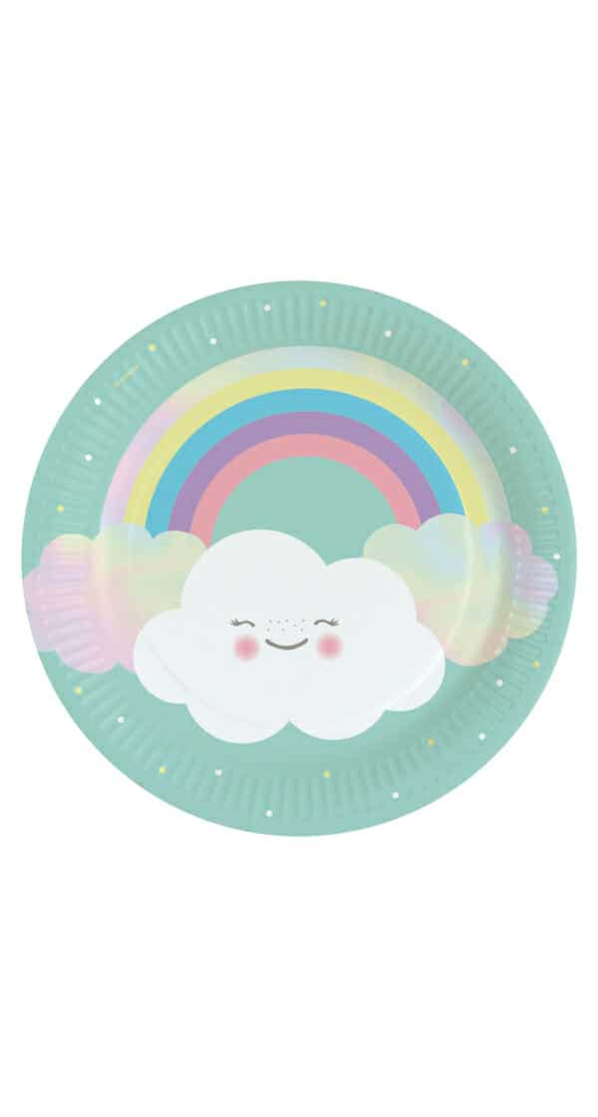 Rainbow & Cloud Round Paper Plates 23cm - 8pk