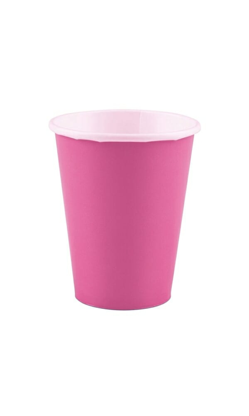 Bright Pink Paper Cups 250ml - 8pk