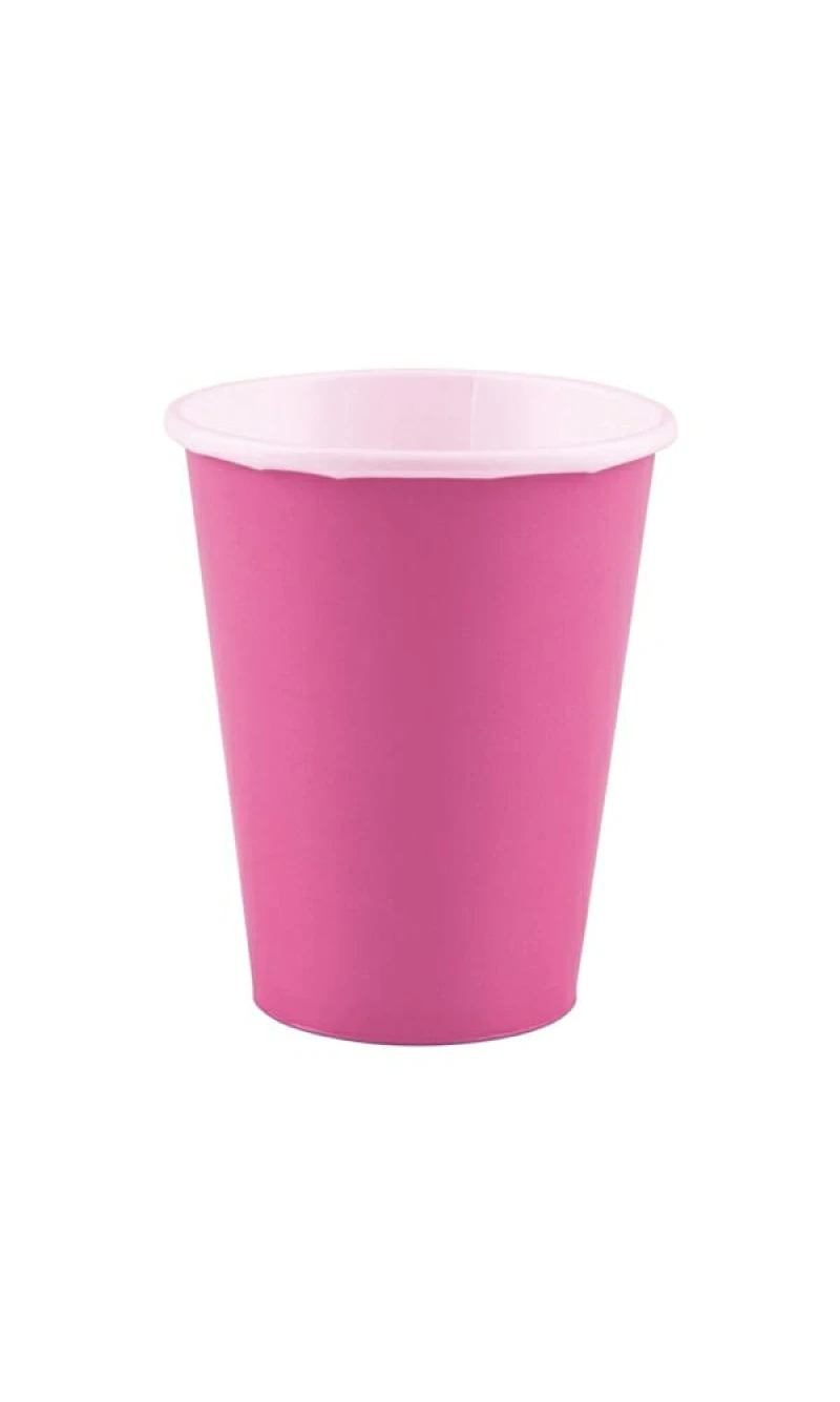 Bright Pink Paper Cups 250ml - 8pk