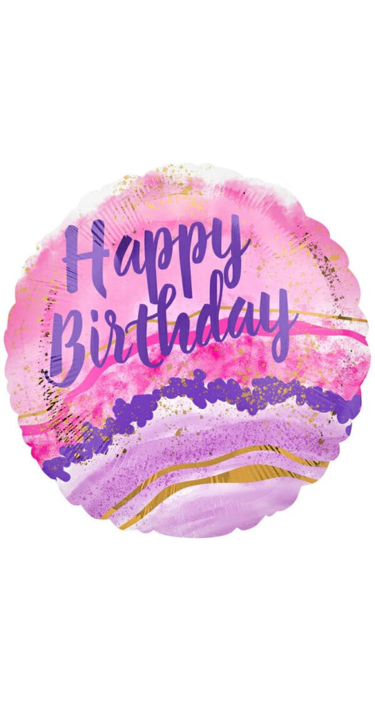 Birthday Watercolor Marble Foil Balloon - 18"/46cm