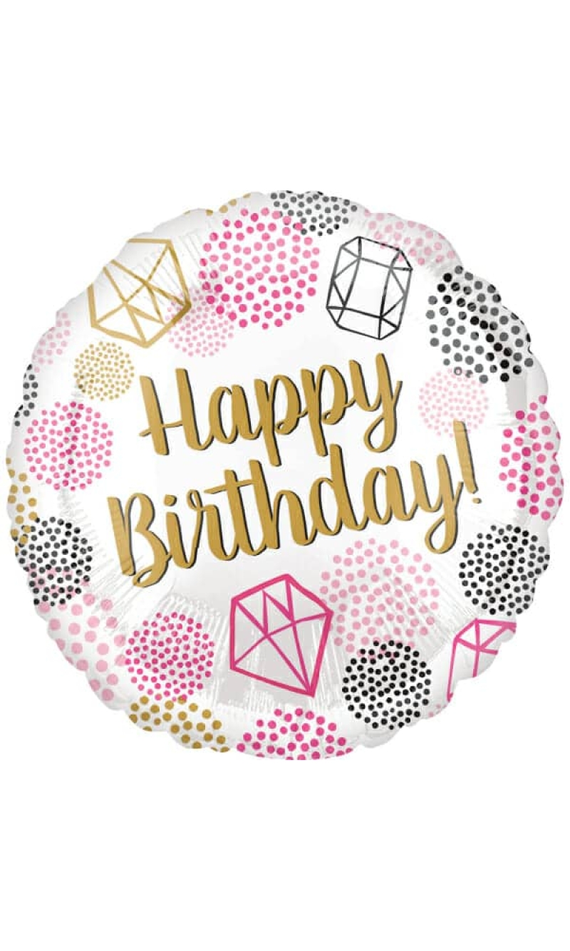 Happy Birthday Gems Foil Balloon - 18"/46cm