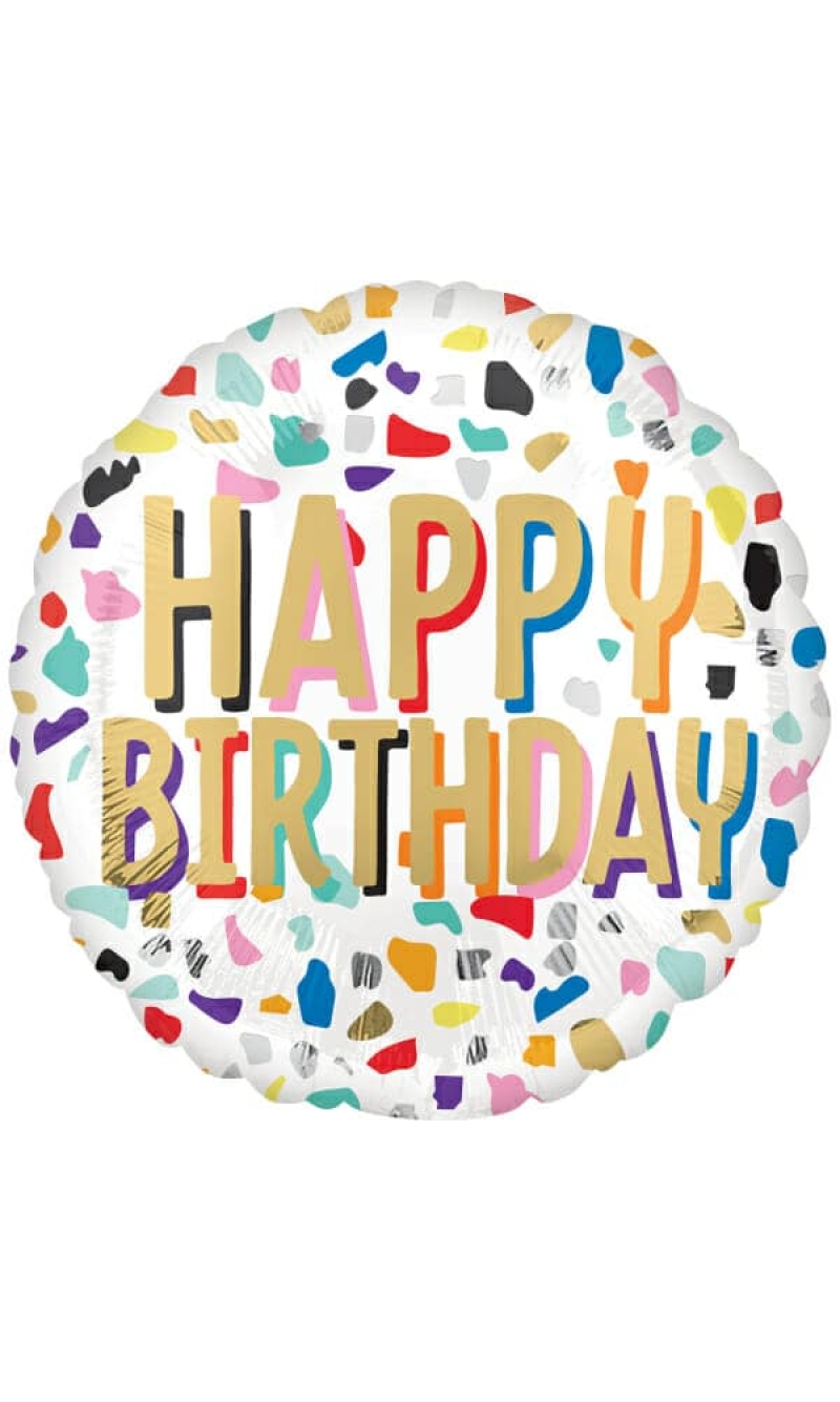 Happy Confetti Birthday Foil Balloon - 18"/46cm