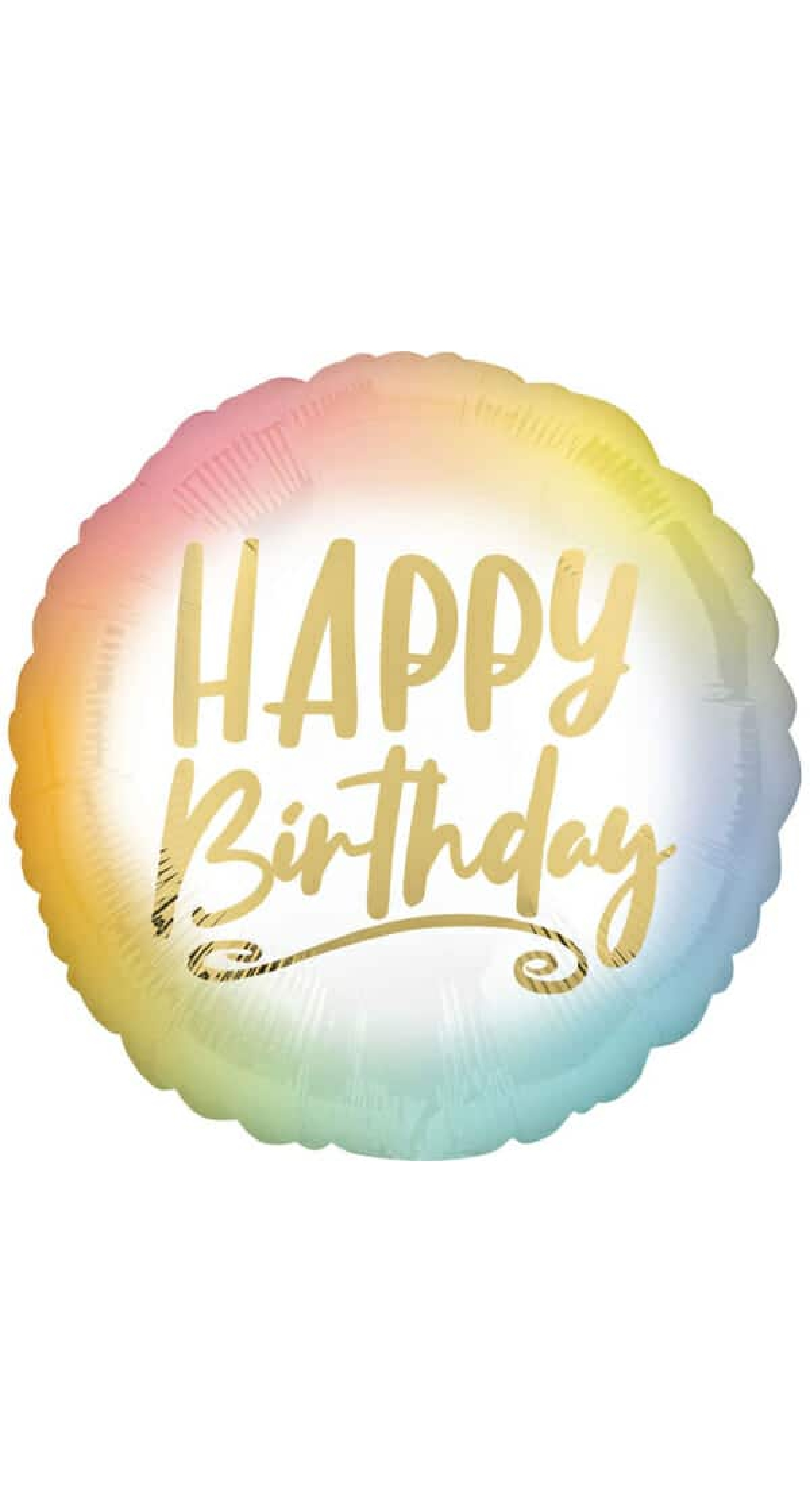 Ombre & Gold Happy Birthday Foil Balloon - 18"/46cm