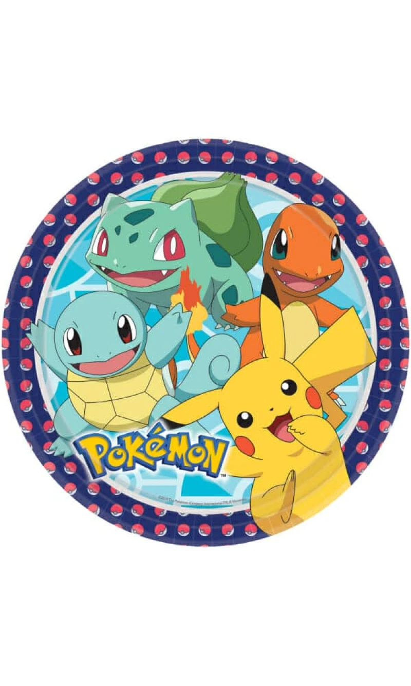 Pokemon Round Paper Plates 23cm - 8pk