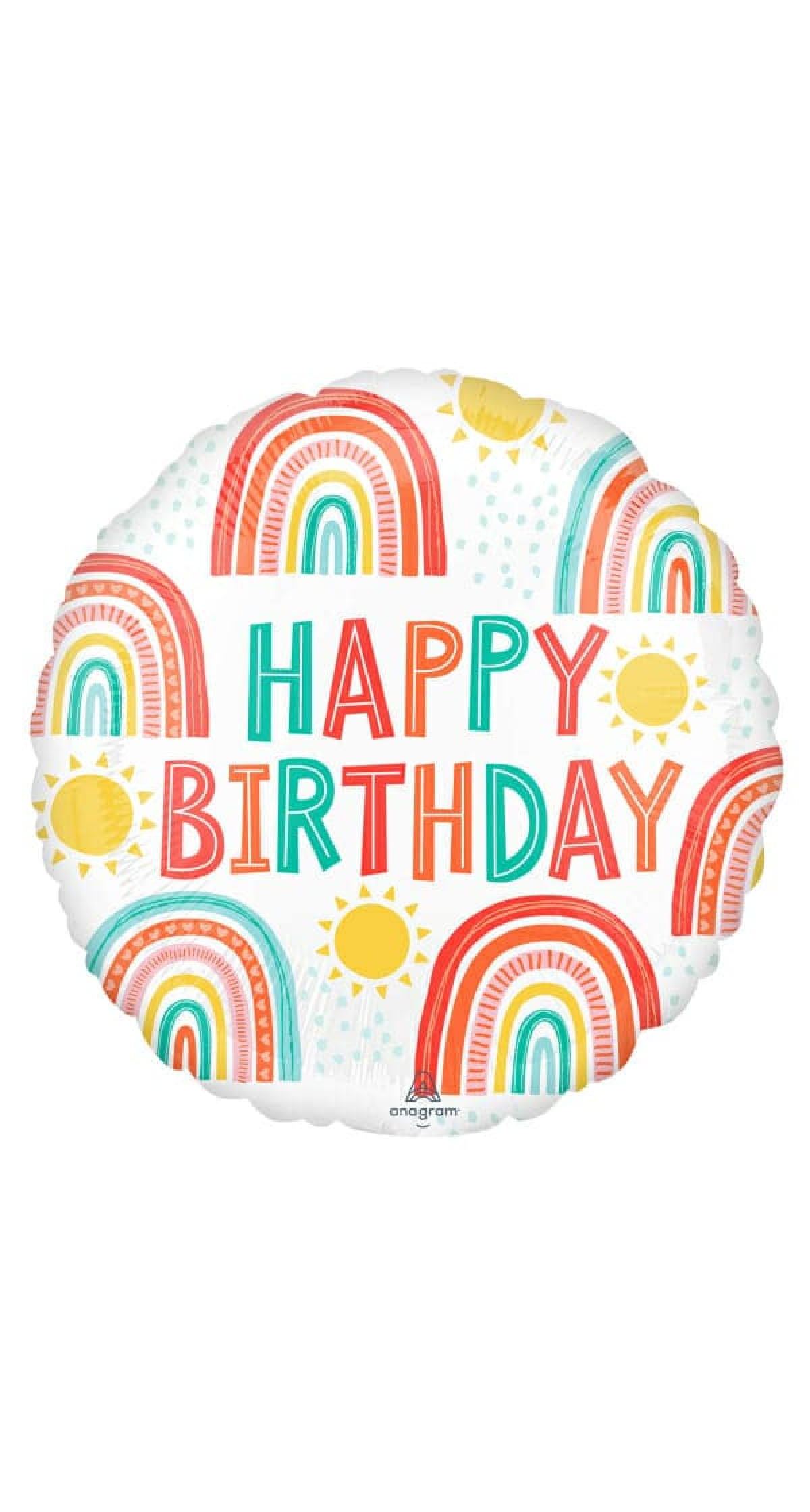 Retro Rainbow Happy Birthday Foil Balloon - 17"/43cm