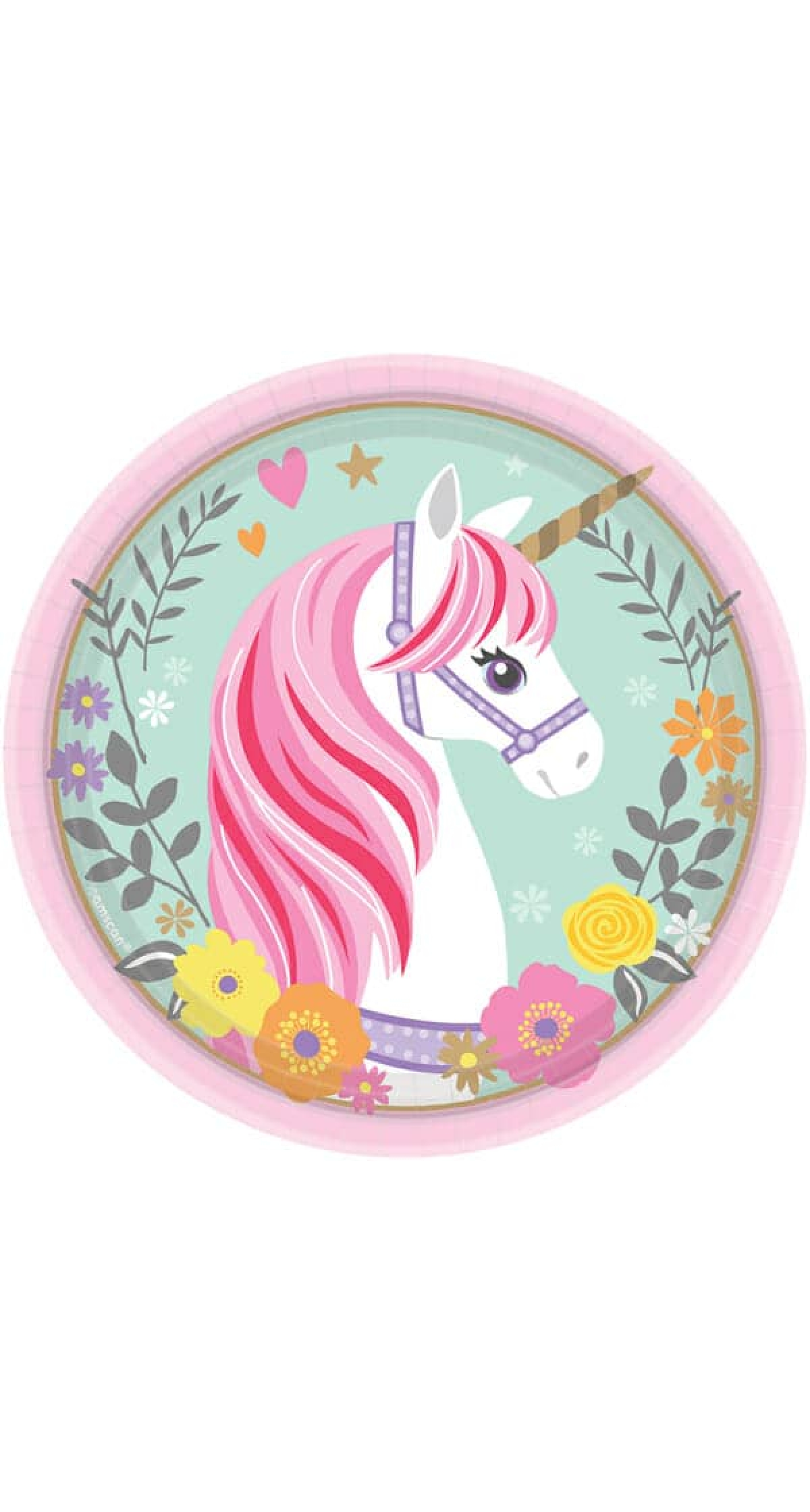 Magical Unicorn Round Paper Plates 18cm - 8pk
