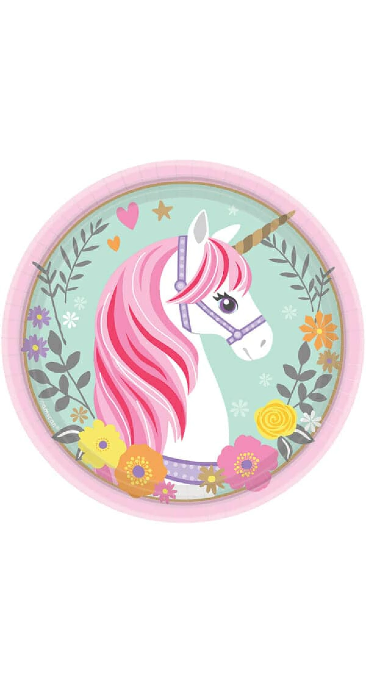 Magical Unicorn Round Paper Plates 18cm - 8pk